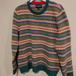 Bonobos 100% Merino Wool Sweater Fair Isle Stranded Colorwork, Holiday Colors XL